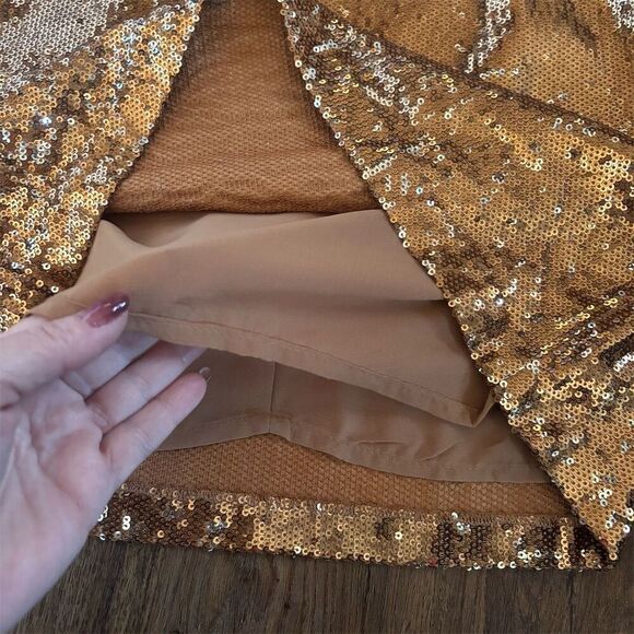 Lulus Women's Sequin Skirt Copper Short Pencil Party Size S - Picture 9 of 9